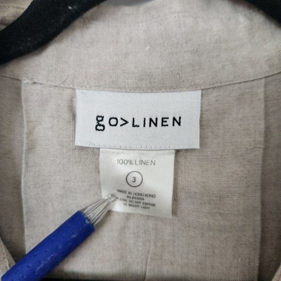 GO Linen Belted Tunic Button Up XL Heathered Oat 100% Linen - Picture 6 of 10